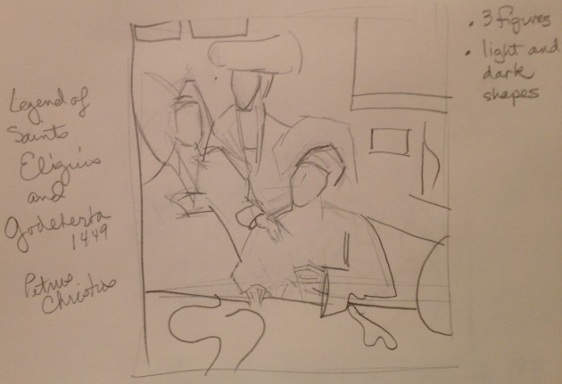 Ginger Dean Art - Art Club sketch of Petrus Christus painting Sketch of Petrus Christus Painting