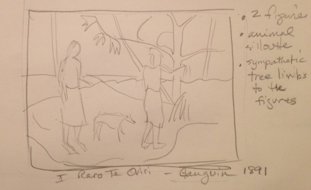 Ginger Dean Art - Art Club sketch of Gauguin Painting Sketch of Guauguin Painting