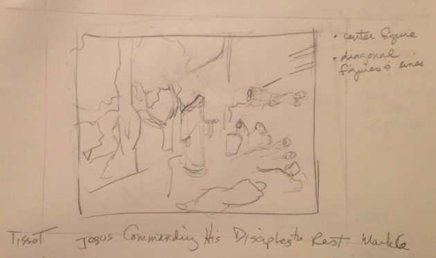 Ginger Dean Art - Art Club sketch of Tissot print Sketch of Tissot print