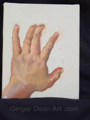 Left hand study.  Oil painting on linen 8 x 10