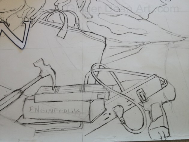 Partial Cartoon of Fall Panel for "The Family:  A Proclamation to the World" Lodge Mural