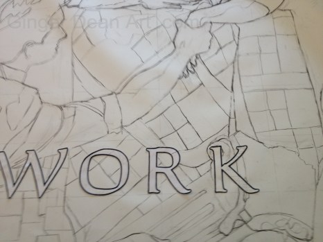 Partial Cartoon of Fall Panel for "The Family:  A Proclamation to the World" Lodge Mural